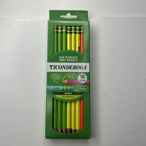 Ticonderoga 18 Ct. Neon Color Standard Wood #2 HB  Pencils Pre-Sharpened Eraser